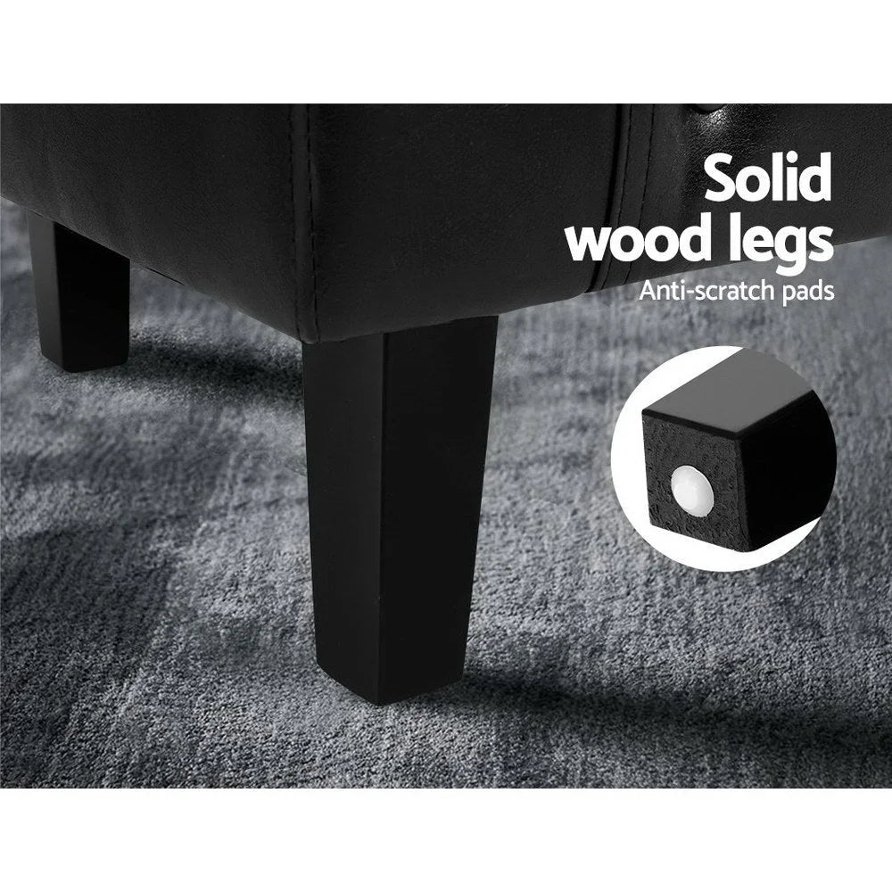 Armchair Lounge Chair Ottoman Tub Accent Chairs PU Leather