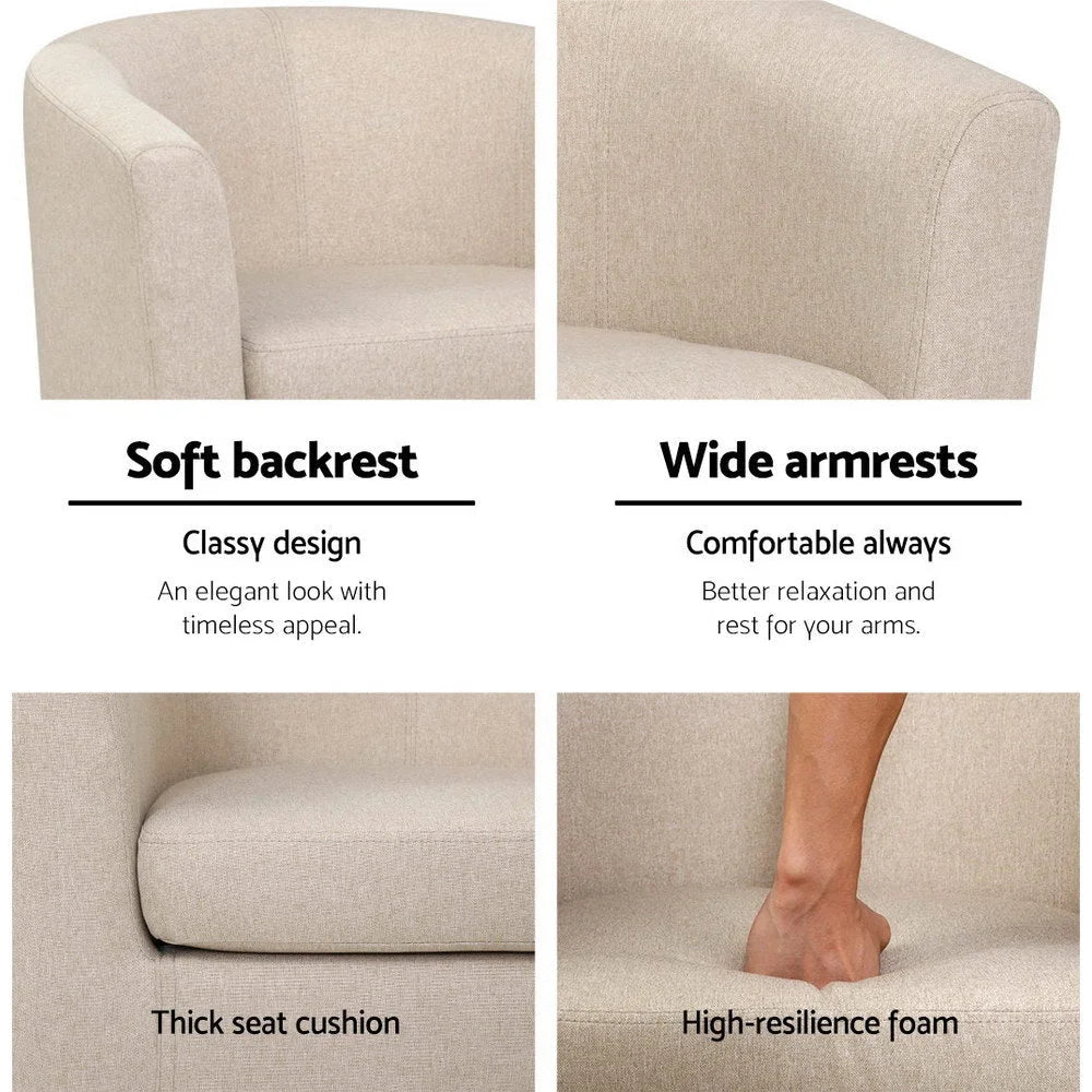 Armchair Lounge Chair Tub Accent Armchairs Fabric Sofa