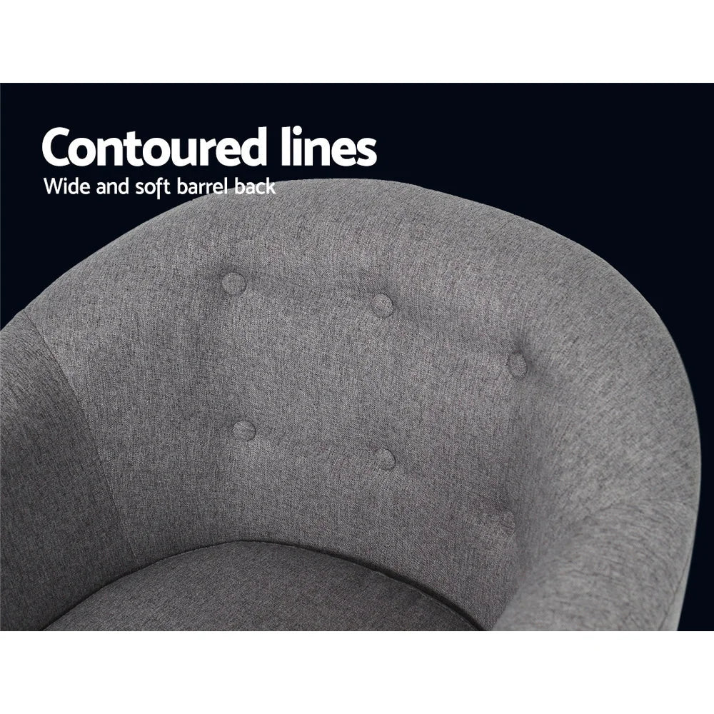 Armchair Tub Chair Single Accent Sofa Lounge - Grey Fabric