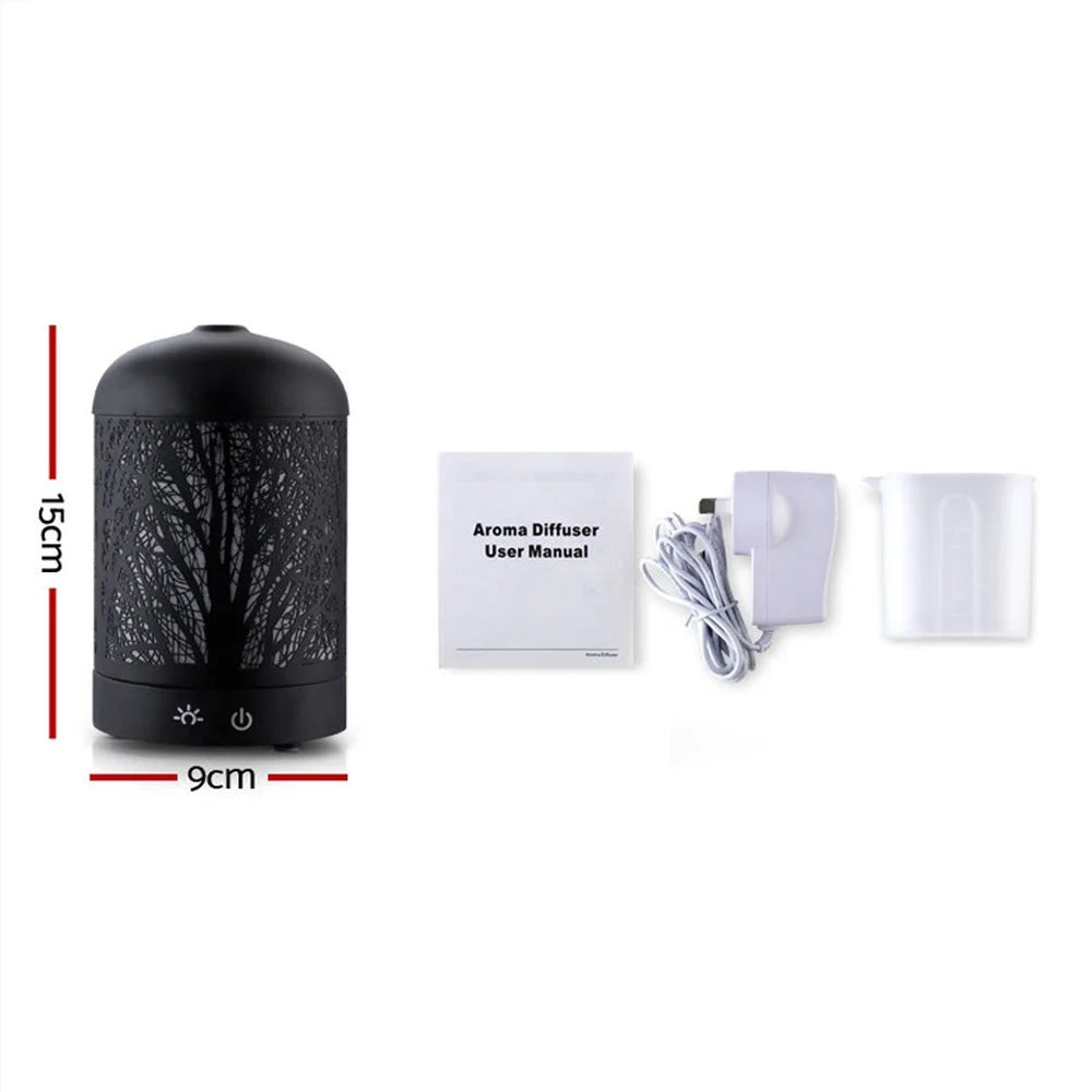 Black 100ml aroma diffuser aromatherapy with caster wheels and side handle rail