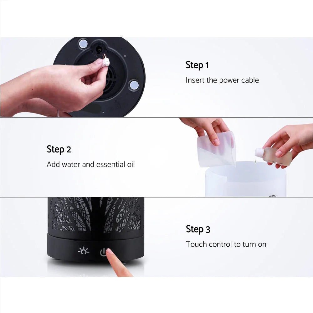 Black 100ml aroma diffuser aromatherapy with boxed accessories and matching pieces