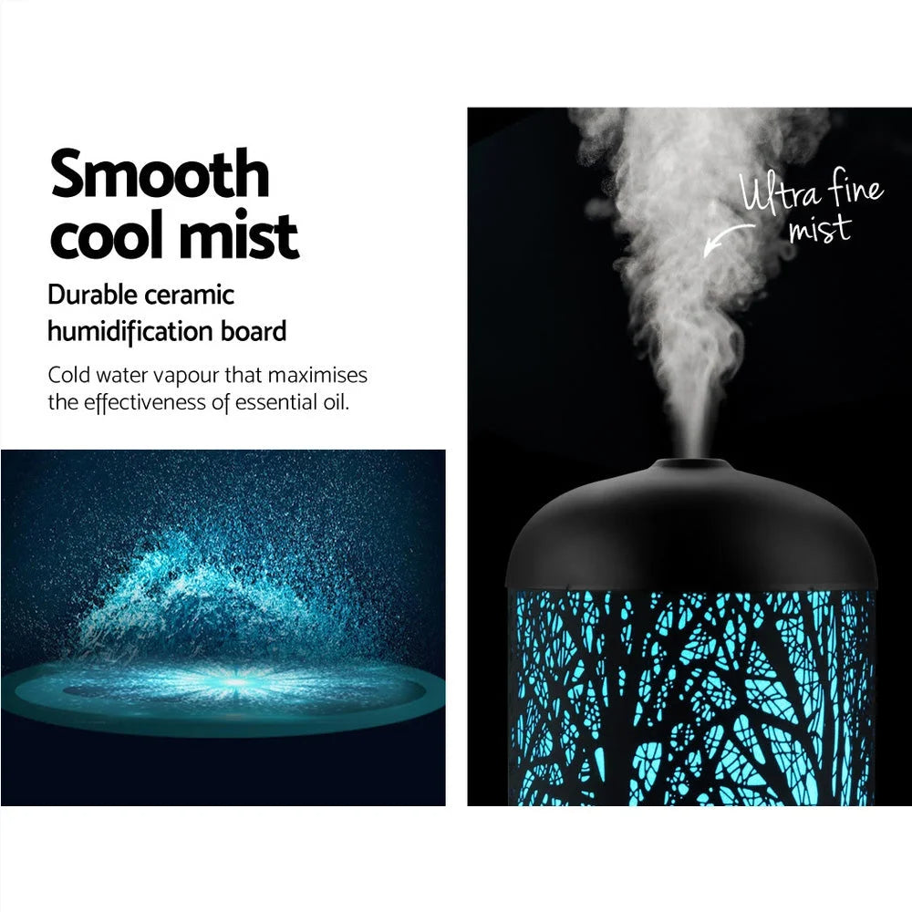 Black 100ml aroma diffuser aromatherapy with handles, panels and accessory pieces