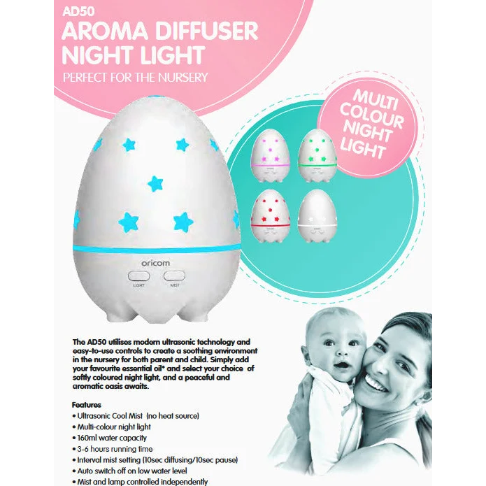 Aroma Diffuser Humidifier & Night Light Oricom for Baby