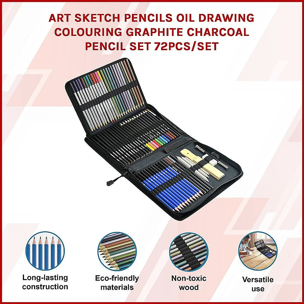 Art Sketch Pencil Set 72pcs for Oil Drawing Colouring