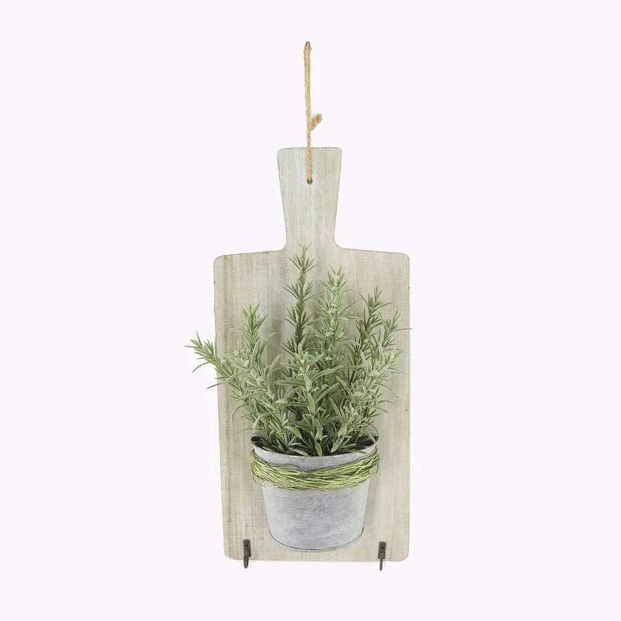 Artifical Rosemary Hanging Chopping Board w Hooks 36cm