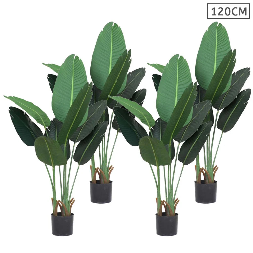 Artificial Banana Tree Set Premium 4X 120cm Green Indoor Traveler Fake Decoration Plant with Flower Pot