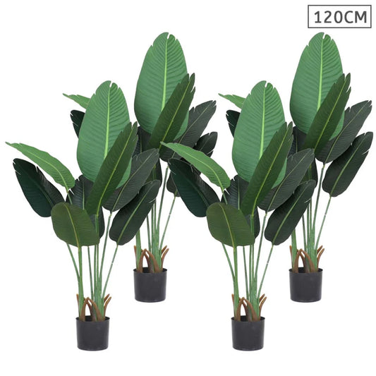 Artificial Banana Tree Set Premium 4X 120cm Green Indoor Traveler Fake Decoration Plant with Flower Pot