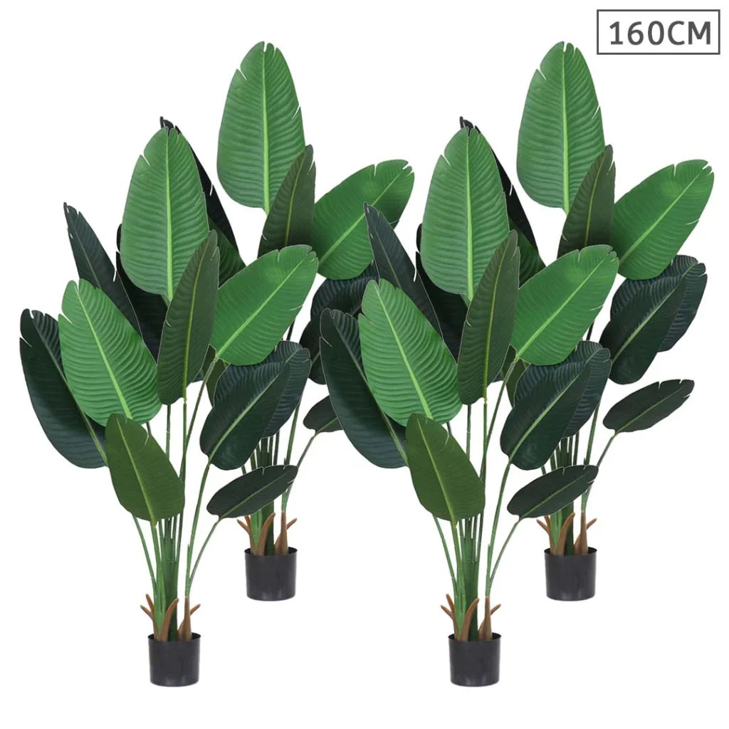 Artificial Banana Tree Set Premium 4X 160cm Green Indoor Traveler Fake Decoration Plant with Flower Pot