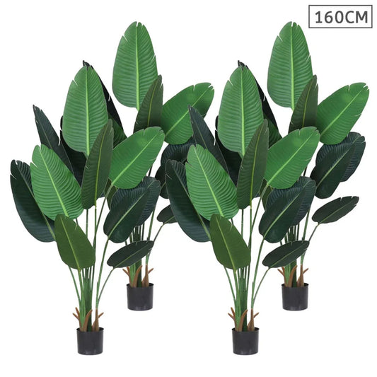 Artificial Banana Tree Set Premium 4X 160cm Green Indoor Traveler Fake Decoration Plant with Flower Pot