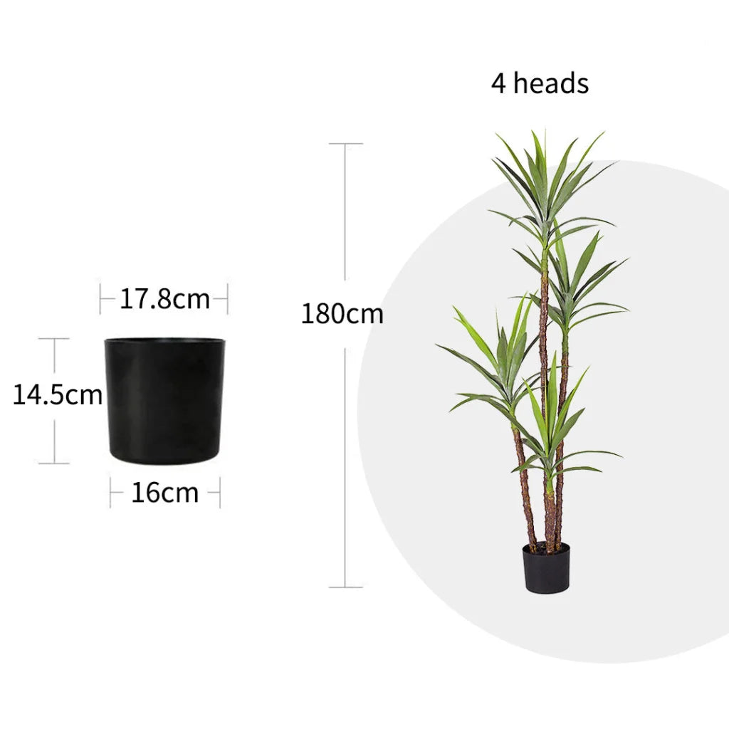 Artificial Dracaena Yucca Tree 4X 180cm Natural Green Fake Tropical Indoor Plant Home Office Decor