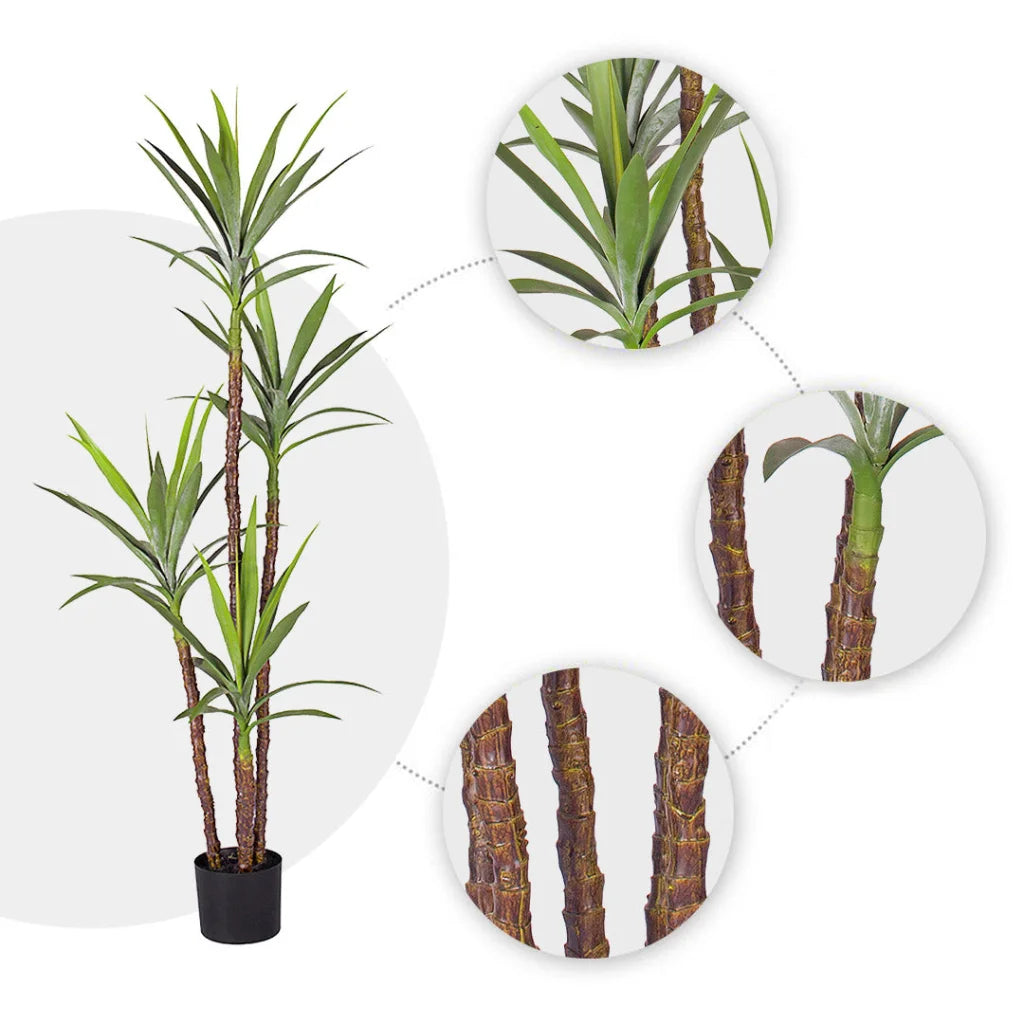 Artificial Dracaena Yucca Tree 4X 180cm Natural Green Fake Tropical Indoor Plant Home Office Decor