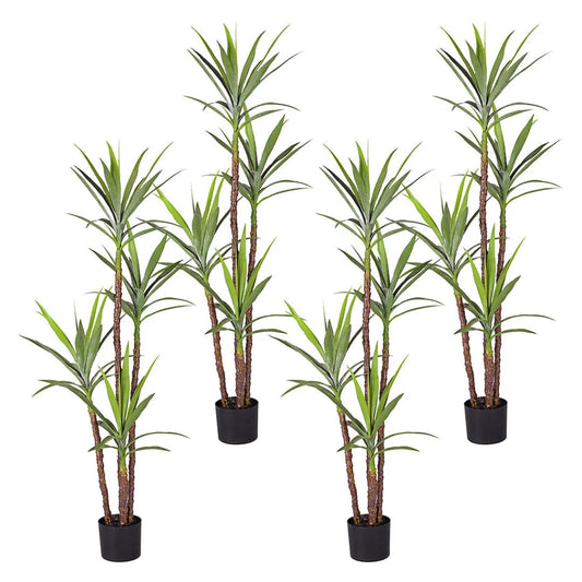 Artificial Dracaena Yucca Tree 4X 180cm Natural Green Fake Tropical Indoor Plant Home Office Decor