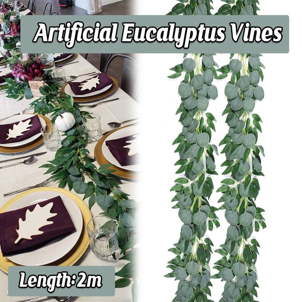 Artificial Eucalyptus Garland 2m Green Vine Fake Plant Home