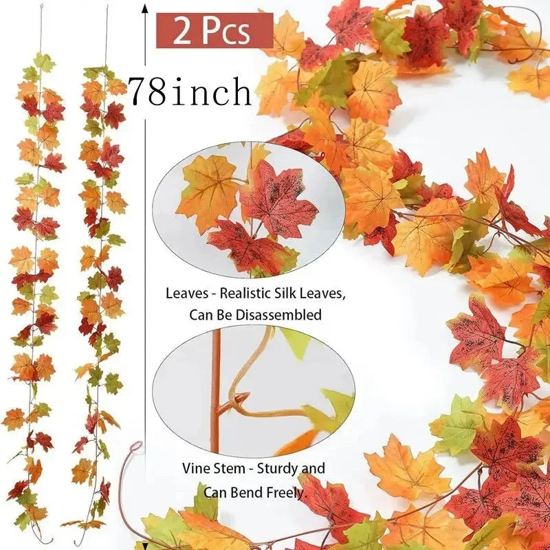 Artificial Fall Maple Leaf Garland 2M - Occasions