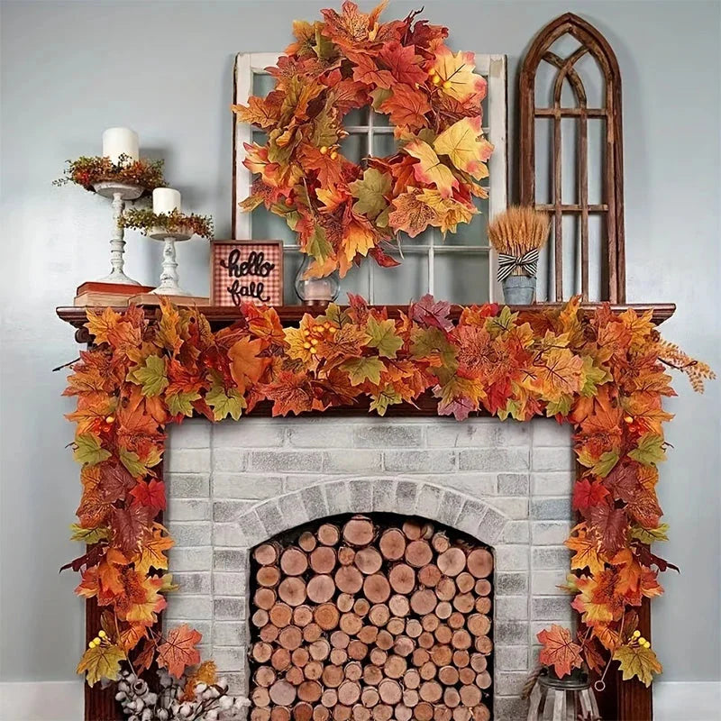 Artificial Fall Maple Leaf Garland 2M - Occasions
