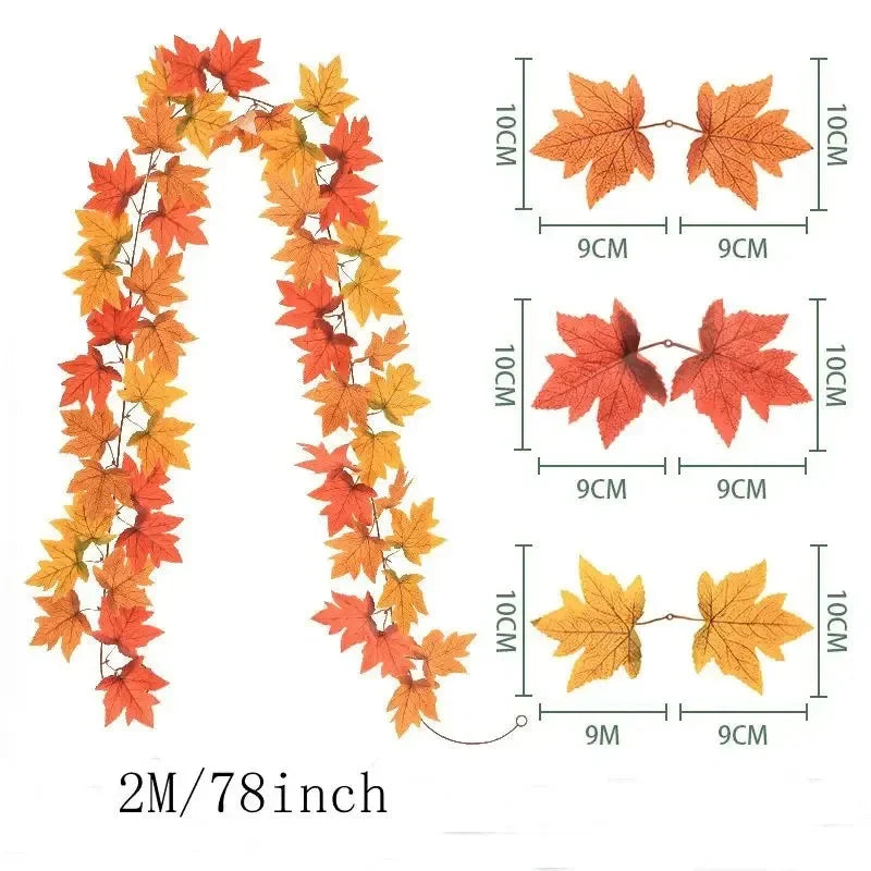 Artificial Fall Maple Leaf Garland 2M - Occasions