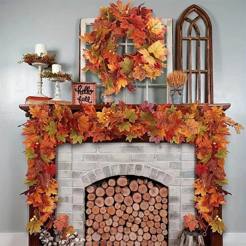 Artificial Fall Maple Leaf Garland 2M - Occasions