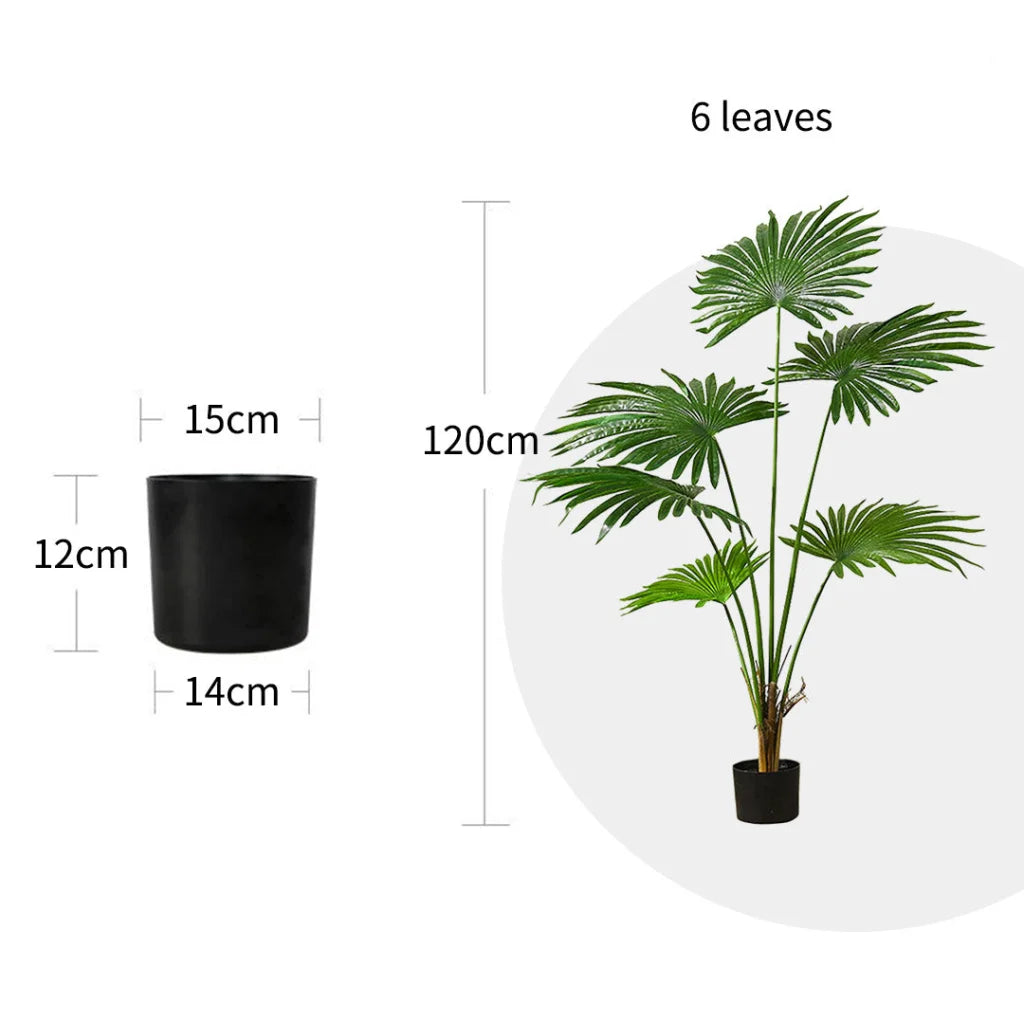 Artificial Fan Palm Tree 120cm Natural Green Fake Tropical Indoor Plant Home Office Decor