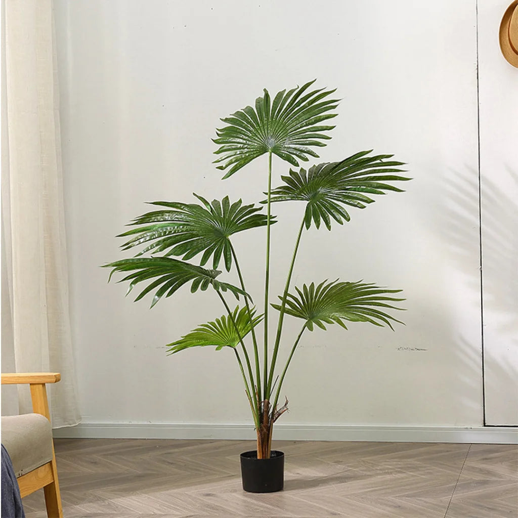 Artificial Fan Palm Tree 120cm Natural Green Fake Tropical Indoor Plant Home Office Decor