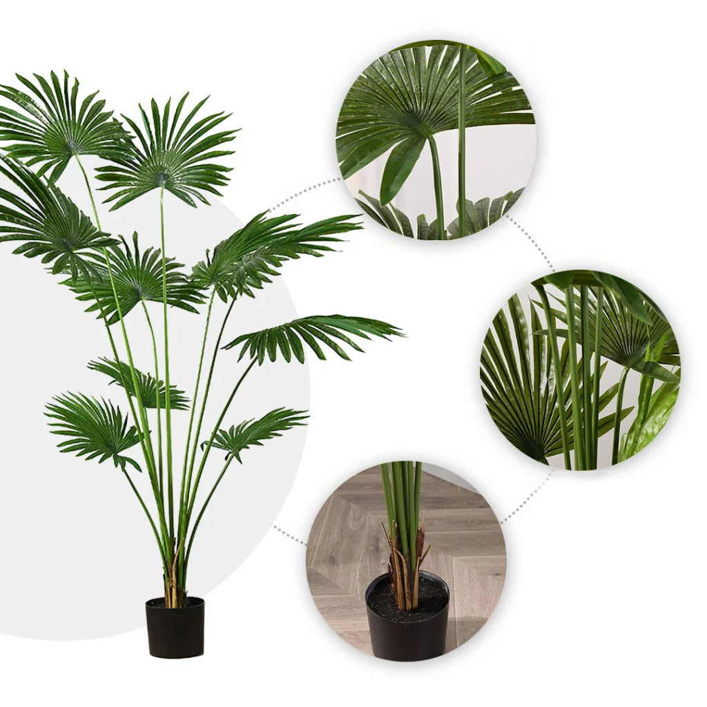 Artificial Fan Palm Tree 180cm Natural Green Fake Tropical Indoor Plant Home Office Decor