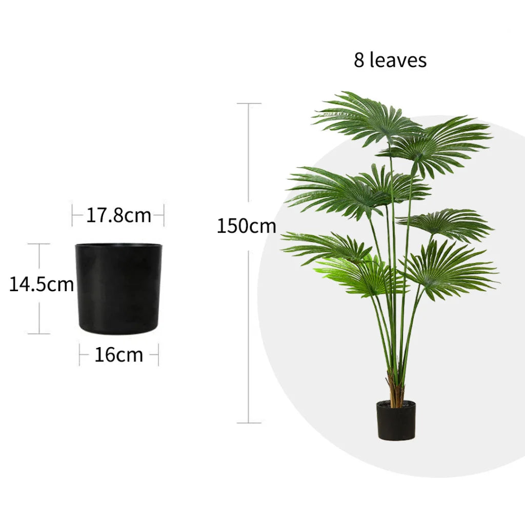 Artificial Fan Palm Tree 2X 150cm Natural Green Fake Tropical Indoor Plant Home Office Decor