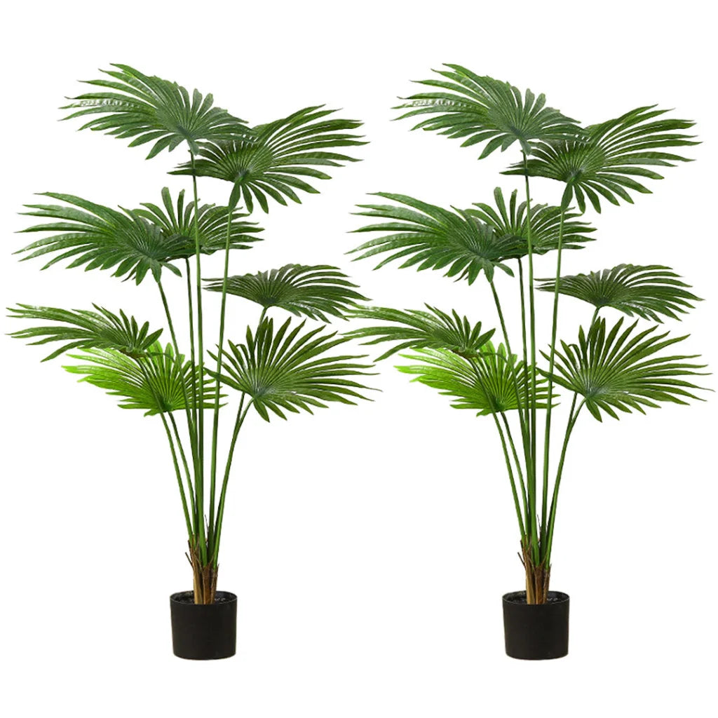 Artificial Fan Palm Tree 2X 150cm Natural Green Fake Tropical Indoor Plant Home Office Decor