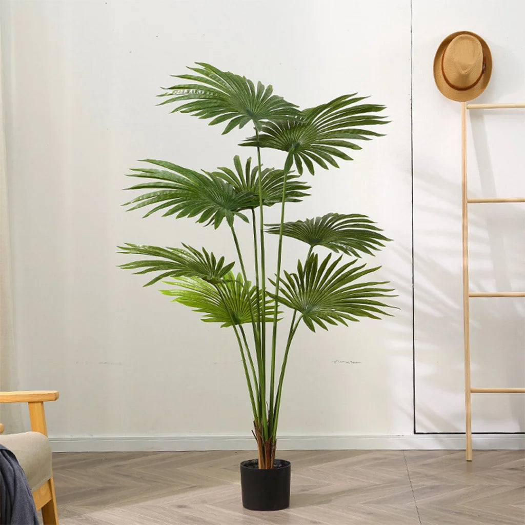 Artificial Fan Palm Tree 2X 150cm Natural Green Fake Tropical Indoor Plant Home Office Decor
