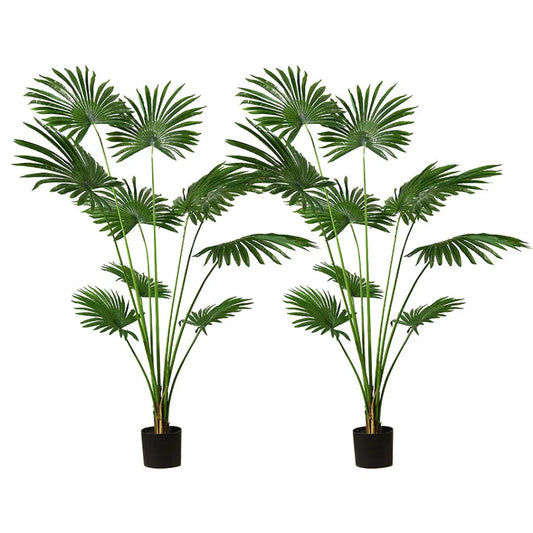 Artificial Fan Palm Tree 2X 180cm Natural Green Fake Tropical Indoor Plant Home Office Decor