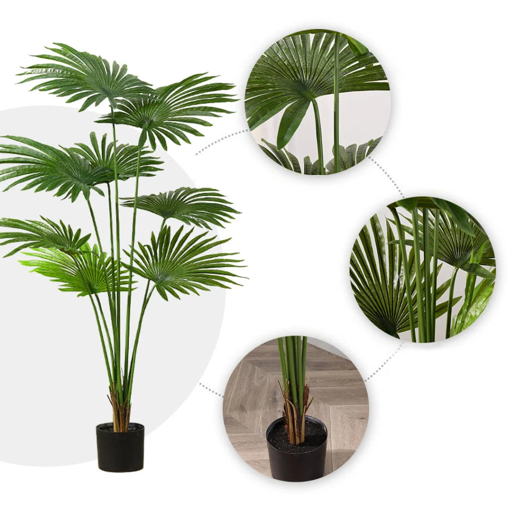Artificial Fan Palm Tree 4X 150cm Natural Green Fake Tropical Indoor Plant Home Office Decor