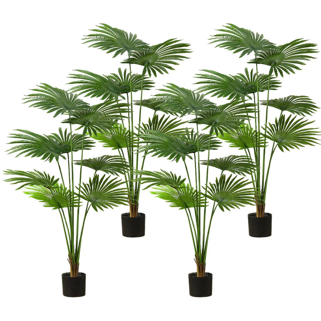 Artificial Fan Palm Tree 4X 150cm Natural Green Fake Tropical Indoor Plant Home Office Decor