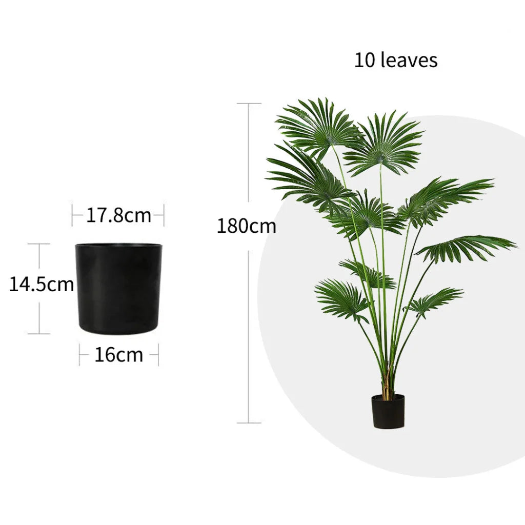 Artificial Fan Palm Tree 4X 180cm Natural Green Fake Tropical Indoor Plant Home Office Decor
