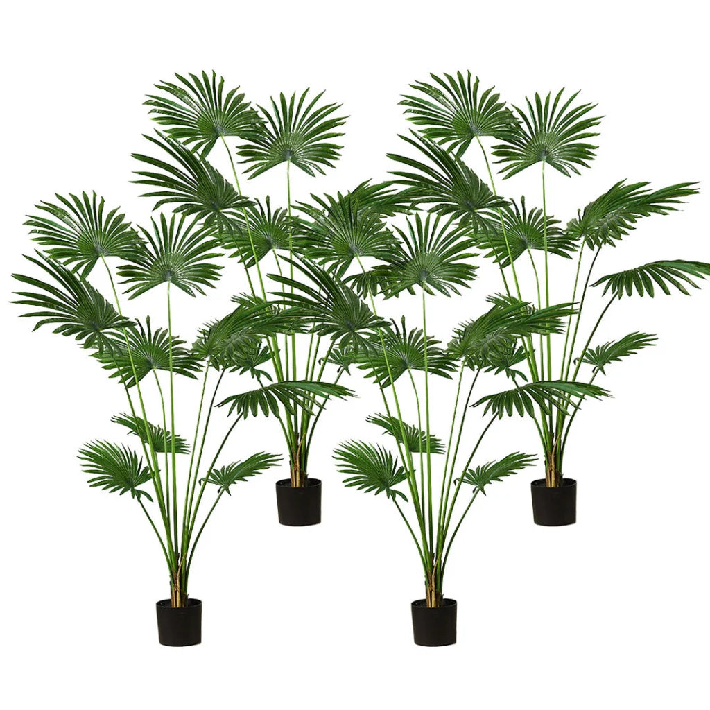 Artificial Fan Palm Tree 4X 180cm Natural Green Fake Tropical Indoor Plant Home Office Decor