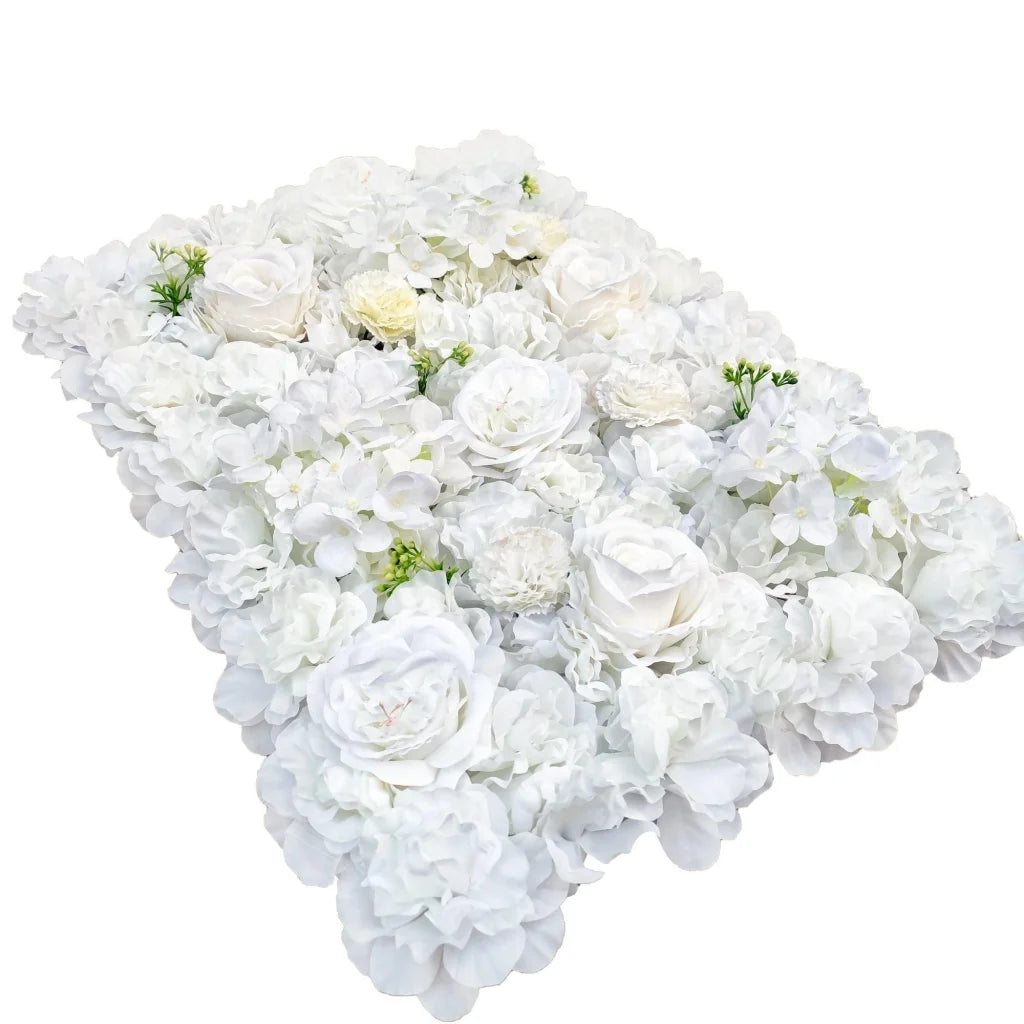 Artificial Flower Wall Backdrop Panel 40x60CM - Mixed White