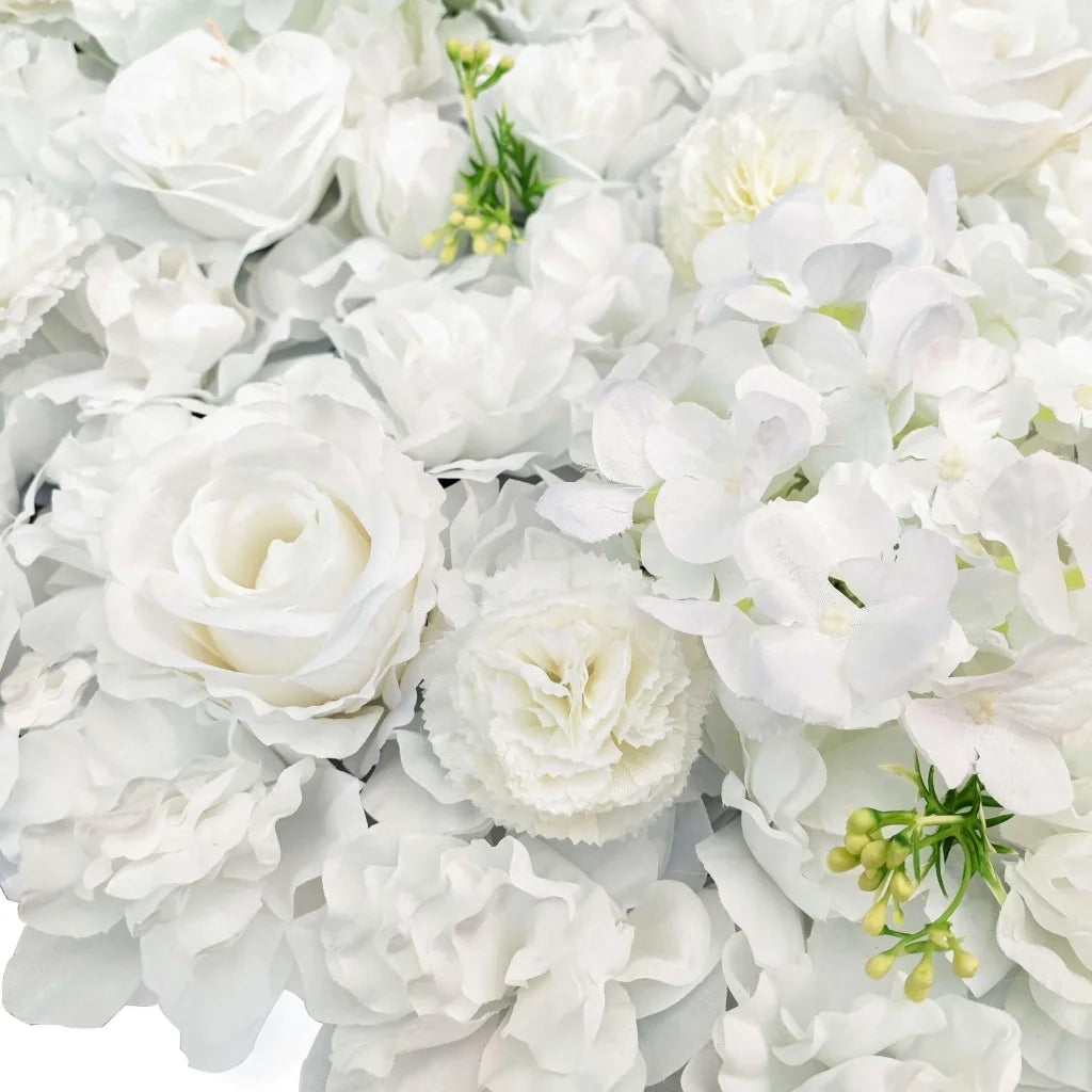 Artificial Flower Wall Backdrop Panel 40x60CM - Mixed White