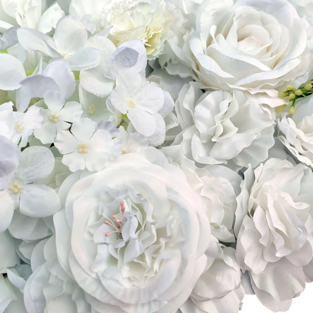 Artificial Flower Wall Backdrop Panel 40x60CM - Mixed White