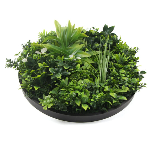 Artificial Green Wall Disc Flowering White UV Resistant