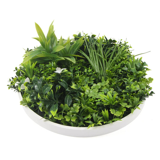 Artificial Green Wall Disc Flowering White UV Resistant