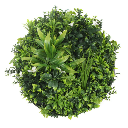 Artificial Green Wall Disc Flowering White UV Resistant