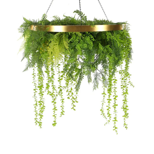 Artificial Hanging Green Wall Disc Gold Imitation UV