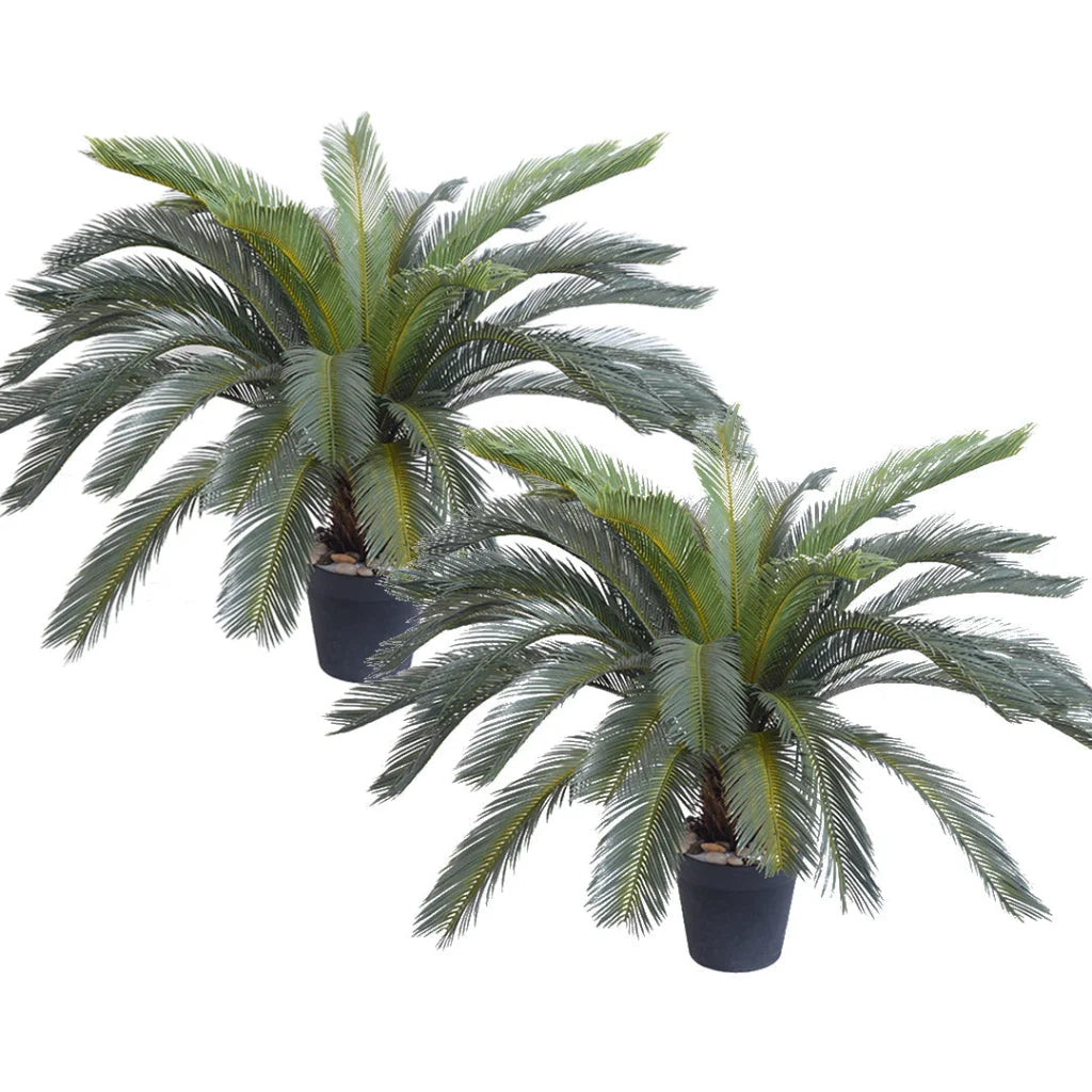 Artificial Indoor Cycas Revoluta Sago Palm Tree Set Premium 2X 155cm Fake Decoration with Pot