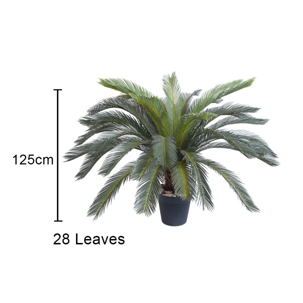 Artificial Indoor Cycas Revoluta Sago Palm Tree Set Premium 2X 155cm Fake Decoration with Pot