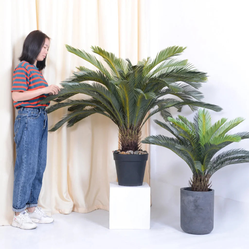 Artificial Indoor Cycas Revoluta Sago Palm Tree Set Premium 4X 155cm Fake Decoration with Pot