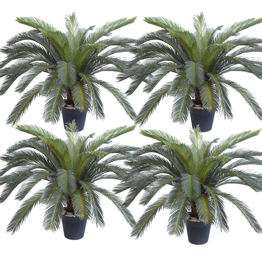 Artificial Indoor Cycas Revoluta Sago Palm Tree Set Premium 4X 155cm Fake Decoration with Pot