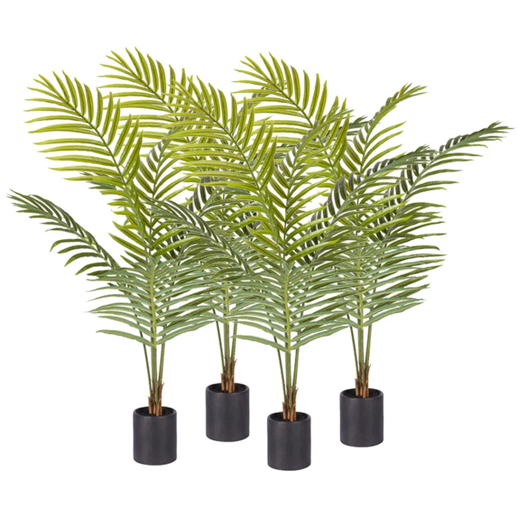 Artificial Indoor Plant 4X 120cm Green Rogue Areca Palm Tree Fake Tropical Home Office Decor