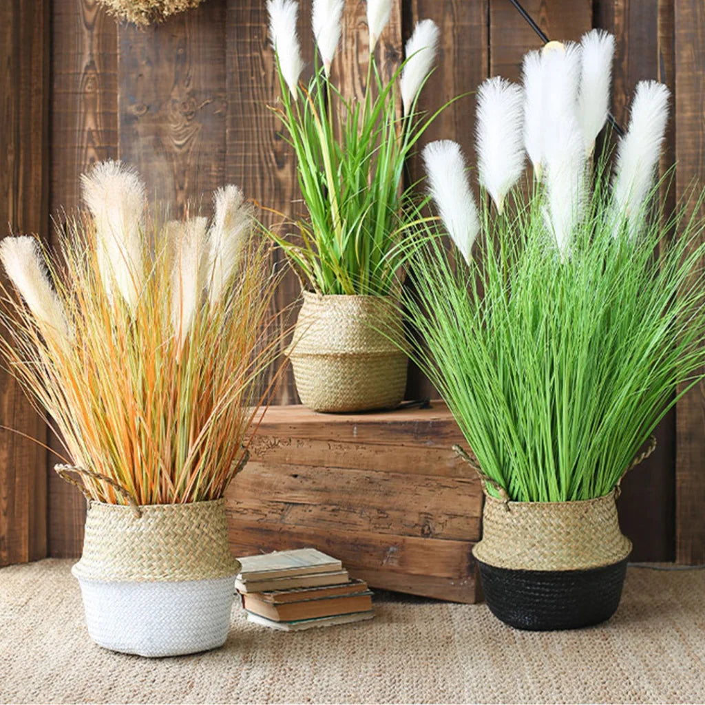 Artificial Indoor Potted Bulrush Grass Tree Set Premium 2X 137cm Green Fake Plant Simulation Decorative