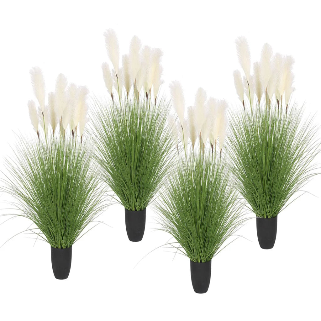 Artificial Indoor Potted Bulrush Grass Tree Set Premium 4X 137cm Green Fake Plant Simulation Decorative