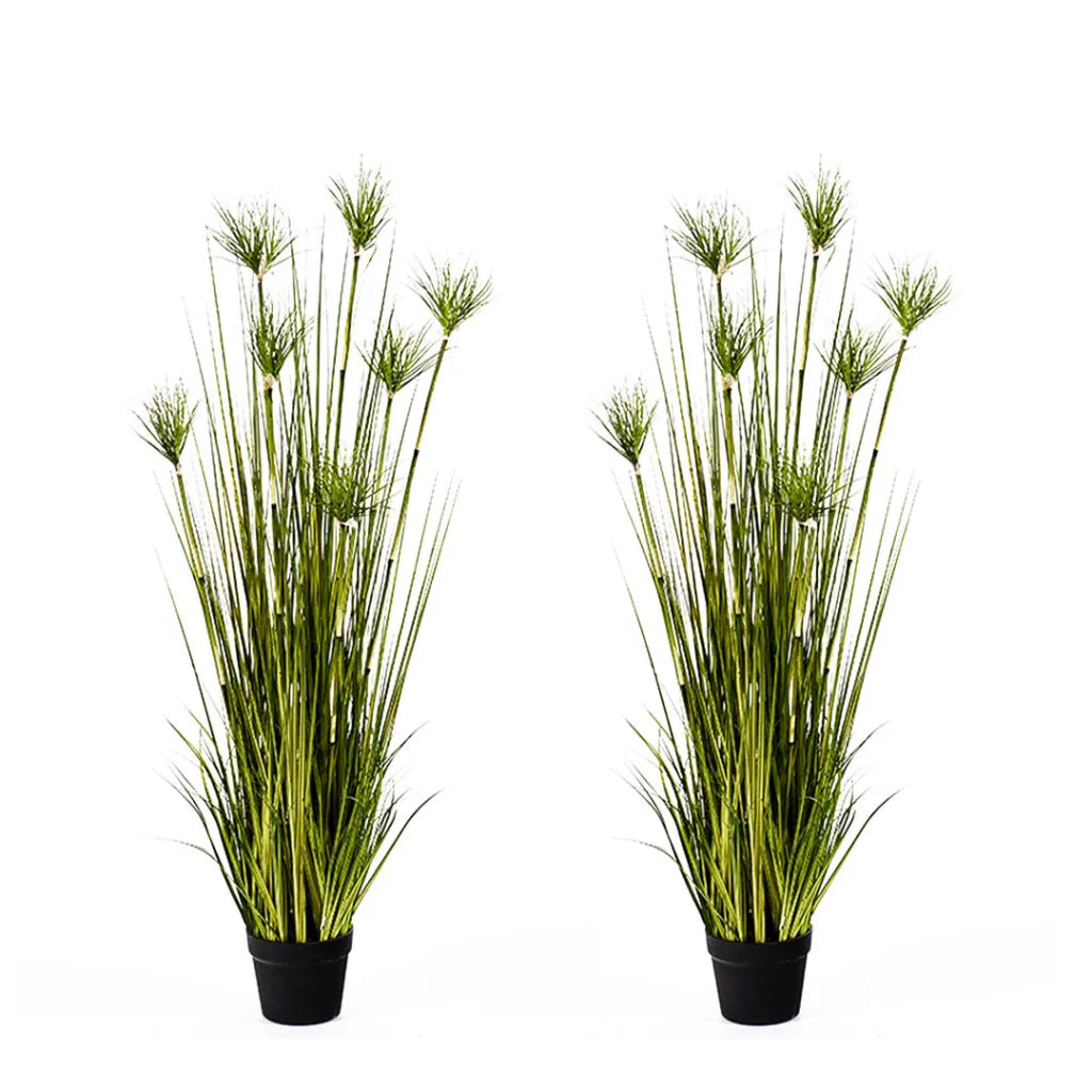 Artificial Indoor Potted Papyrus Plant Tree Set Premium 2X 150cm Green Fake Simulation Decorative