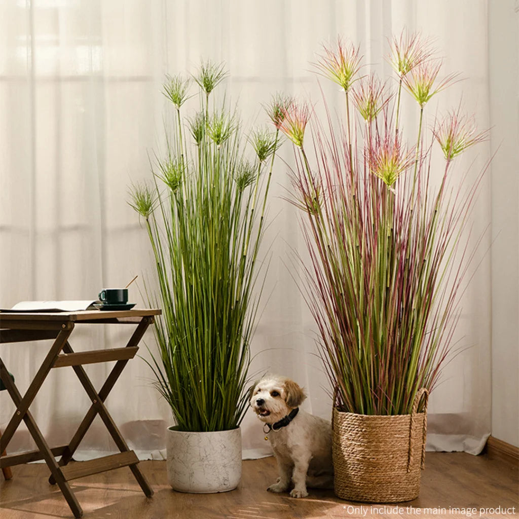 Artificial Indoor Potted Papyrus Plant Tree Set Premium 4X 120cm Purple-Red Fake Simulation Decorative