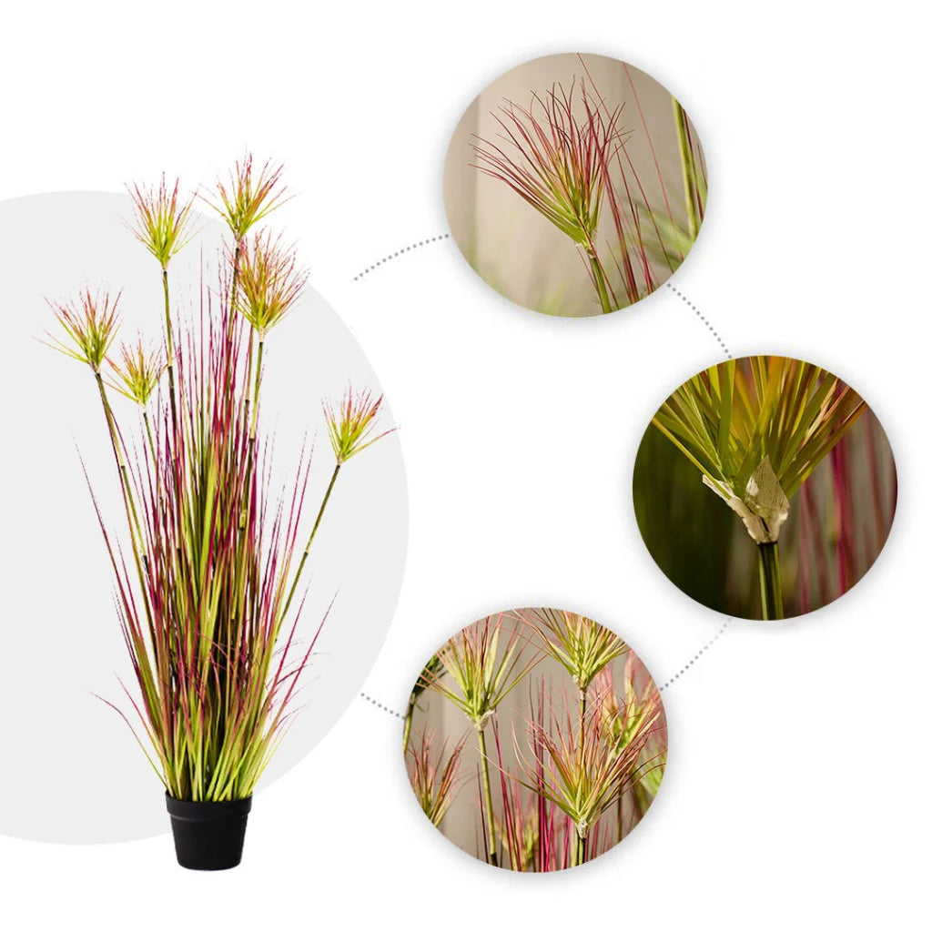 Artificial Indoor Potted Papyrus Plant Tree Set Premium 4X 120cm Purple-Red Fake Simulation Decorative
