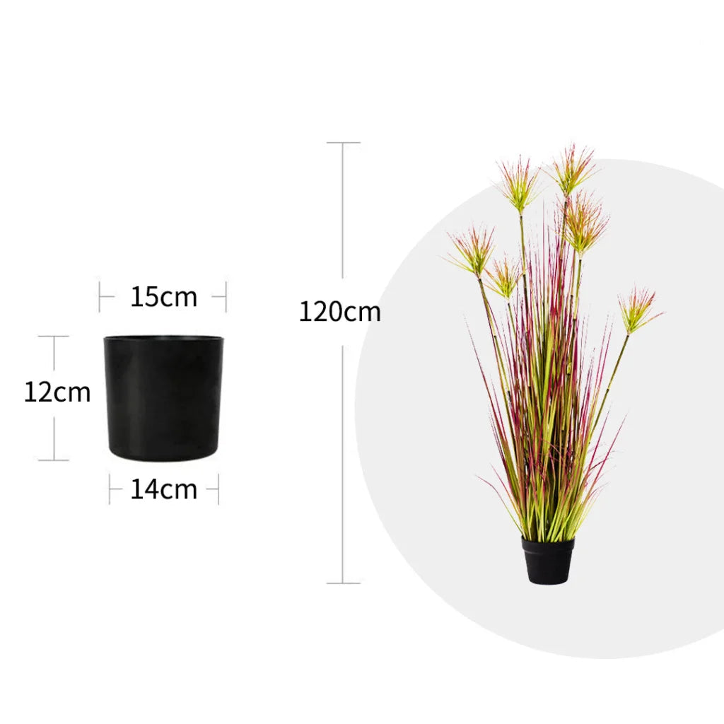 Artificial Indoor Potted Papyrus Plant Tree Set Premium 4X 120cm Purple-Red Fake Simulation Decorative